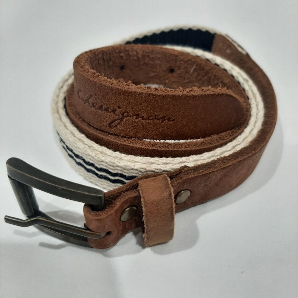 Chevignon minimalist quiet luxury leather and fabric belt